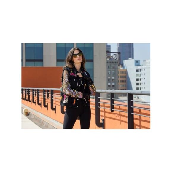 NWT - ADORE Black Denim Lace Jacket with Floral Embroidery - Picture 4 of 6